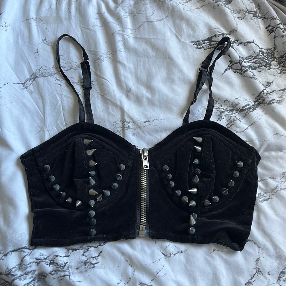UNIF velvet studded bra top